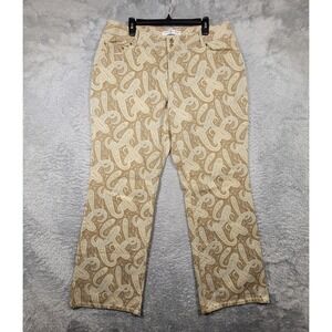 Tommy Hilfiger Paisley Print Pants Womens 16 Beige‎ Tan Casual 36x33